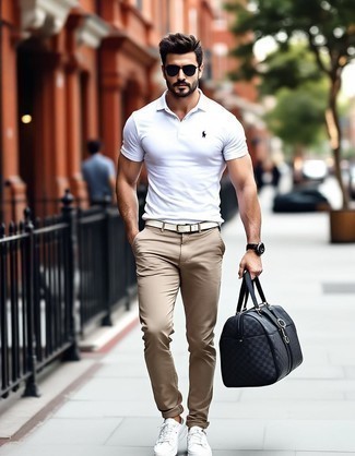 hellbeige geflochtener Segeltuchgürtel von Canali