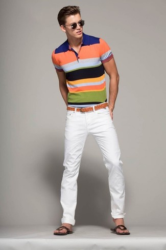 mehrfarbiges horizontal gestreiftes Polohemd von Gucci