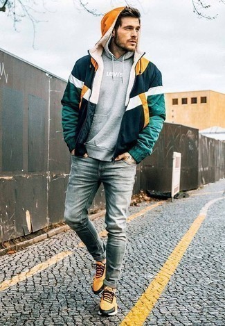 dunkeltürkiser bedruckter Pullover mit einem Kapuze von adidas Originals