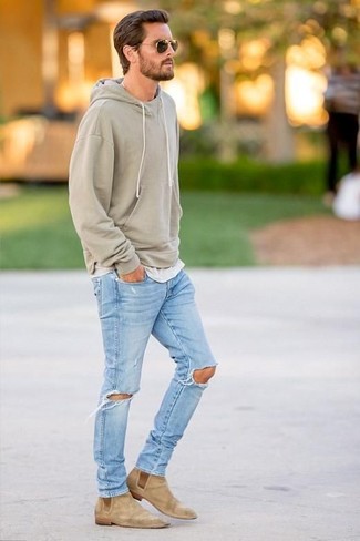 hellblaue Jeans mit Destroyed-Effekten von Calvin Klein