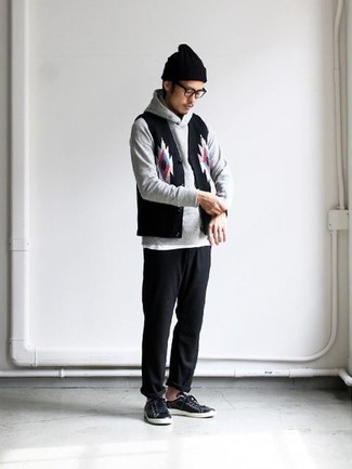 schwarze und weiße Leder niedrige Sneakers von Officine Creative