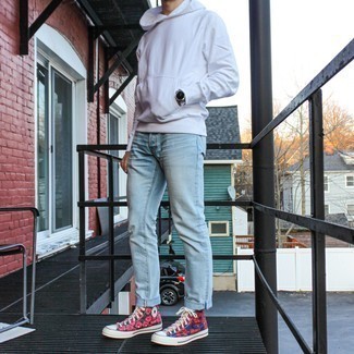 mehrfarbige bedruckte hohe Sneakers aus Segeltuch von Converse