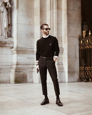 schwarzer Pullover mit einem Rundhalsausschnitt von Marcelo Burlon County of Milan