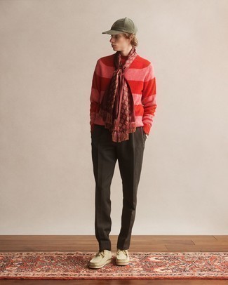 roter horizontal gestreifter Pullover mit einem Rundhalsausschnitt von Marni