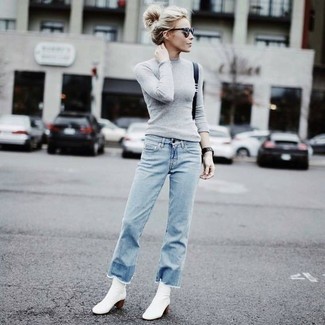hellblaue Jeans mit Fransen von Elisabetta Franchi