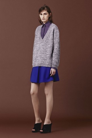 grauer Pullover mit einem V-Ausschnitt von Vero Moda