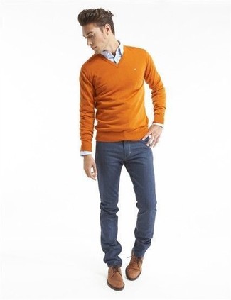 orange Pullover mit einem V-Ausschnitt von Gant