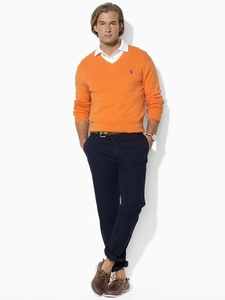 orange Pullover mit einem V-Ausschnitt von Polo Ralph Lauren