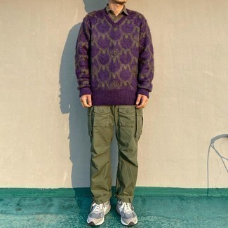 hellvioletter Pullover mit einem V-Ausschnitt von Tom Tailor
