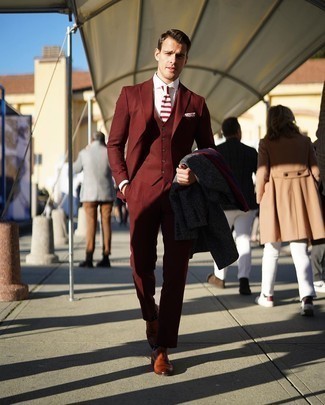 Roten und dunkelblauen Schal kombinieren – 305 Herren Outfits