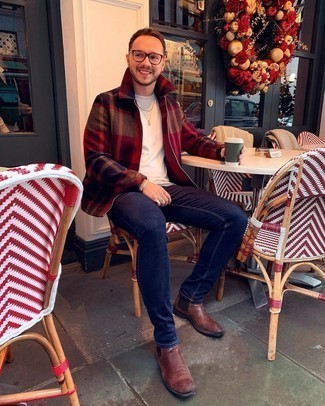 Rote Harrington-Jacke kombinieren – 7 Herren Outfits kühl Wetter