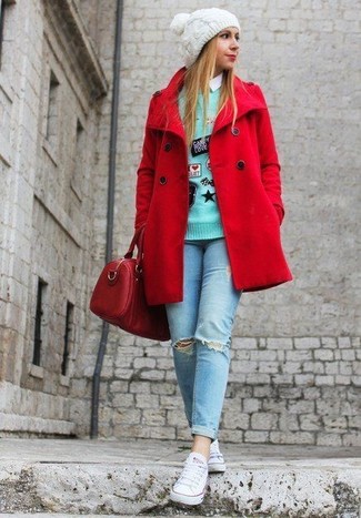 Rote Leder Reisetasche kombinieren – 8 Damen Outfits