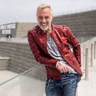 Rote Lederjacke kombinieren – 37 Herren Outfits warm Wetter