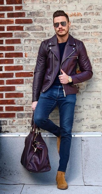 Rote Lederjacke kombinieren – 37 Herren Outfits warm Wetter