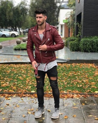 Rote Lederjacke kombinieren – 37 Herren Outfits warm Wetter