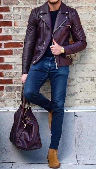 Rote Lederjacke kombinieren – 37 Herren Outfits warm Wetter