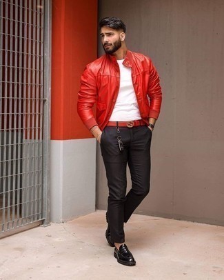 Rote Lederjacke kombinieren – 37 Herren Outfits warm Wetter
