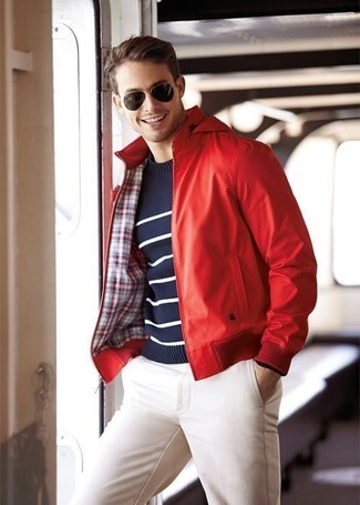 Rote Lederjacke kombinieren – 37 Herren Outfits warm Wetter