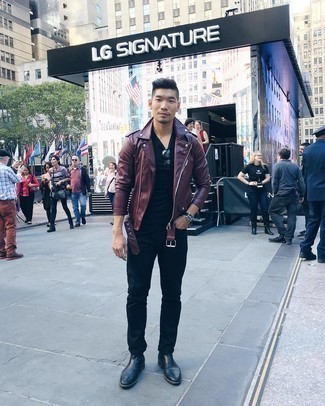 Rote Lederjacke kombinieren – 37 Herren Outfits warm Wetter
