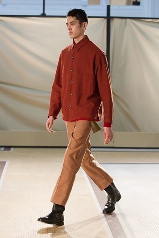 Welche Chinohosen mit roten Langarmshirt zu tragen – 22 Herren Outfits