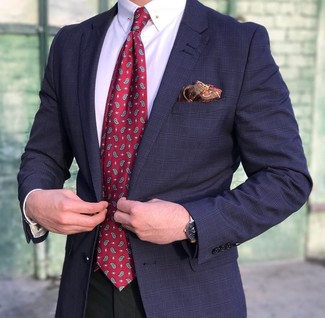 Rote Krawatte mit Paisley-Muster kombinieren – 89 Herren Outfits