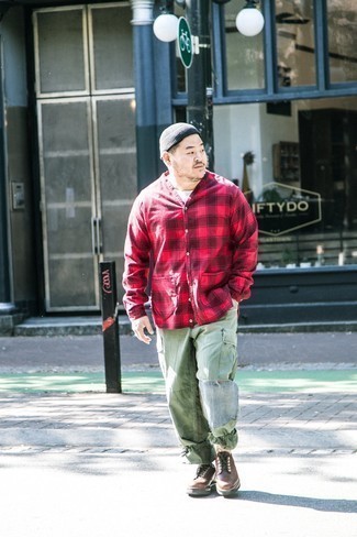 Rotes Flanell Langarmhemd mit Schottenmuster kombinieren – 27 Herren Outfits
