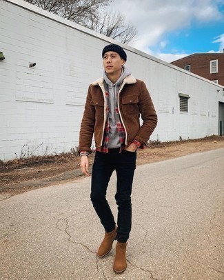 Rotes Flanell Langarmhemd mit Schottenmuster kombinieren – 27 Herren Outfits