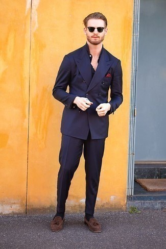 Rotes gepunktetes Einstecktuch kombinieren – 99 Herren Outfits