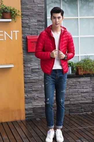 Rote Daunenjacke kombinieren – 28 Casual Herren Outfits