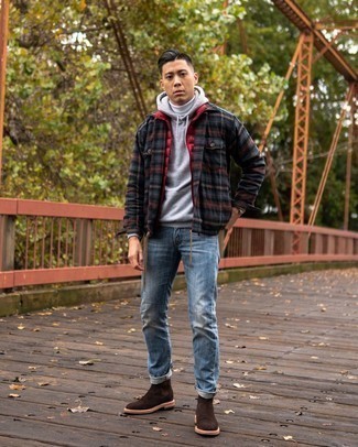 Rote gesteppte ärmellose Jacke kombinieren – 36 Herren Outfits