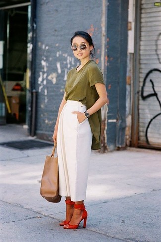 Rote Sandalen kombinieren – 22 Frühling Damen Outfits