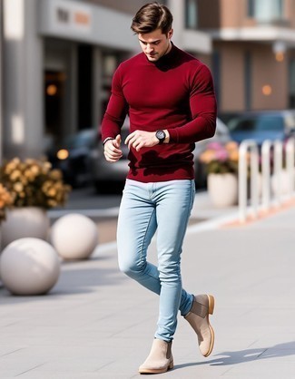 dunkelroter Rollkragenpullover von Benetton