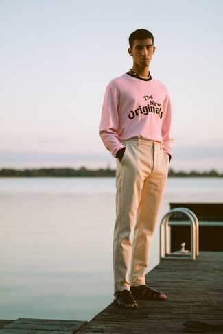 rosa bedrucktes Langarmshirt von Alexander Wang