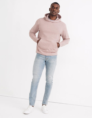 rosa Pullover mit einem Kapuze von Solid