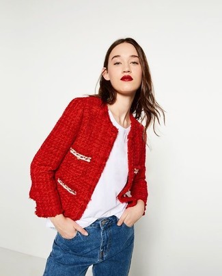 rote Tweed-Jacke von Sonia Rykiel