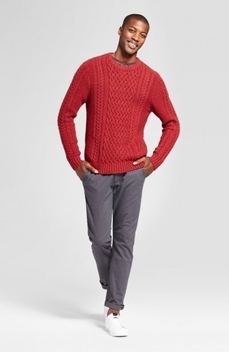 roter Strickpullover von Selected