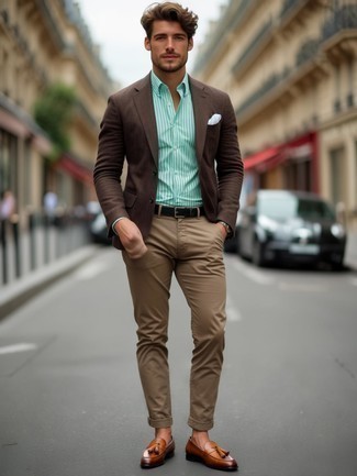 mintgrünes vertikal gestreiftes Businesshemd von Etro