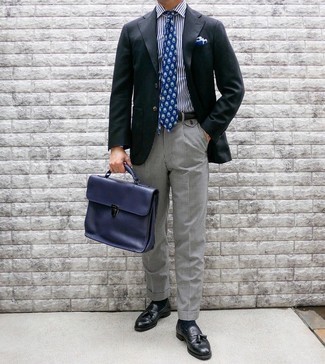 blaue bedruckte Krawatte von Canali