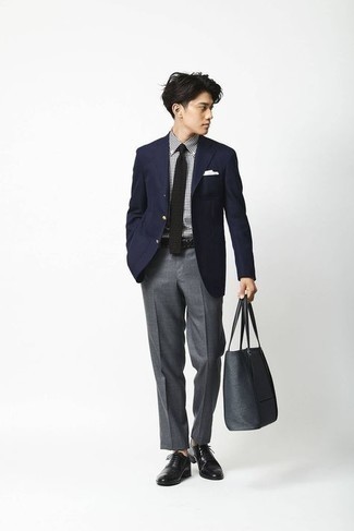 dunkelgraue Shopper Tasche aus Leder von Bao Bao Issey Miyake