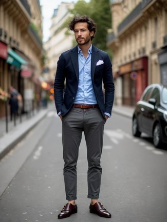 dunkelbraune Doppelmonks aus Leder von Santoni