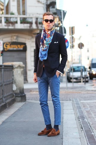 blauer bedruckter Schal von Givenchy