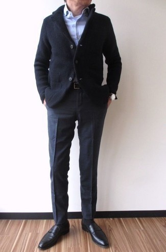 dunkelblaue Anzughose mit Karomuster von Farah Smart