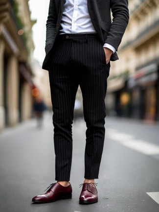 dunkelrote Leder Oxford Schuhe von Paul Smith