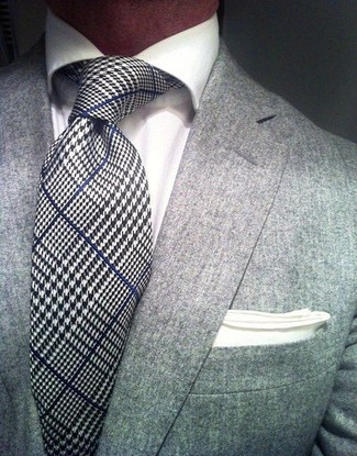 weiße und schwarze Krawatte mit Hahnentritt-Muster von Saint Laurent