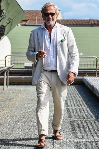 weißes Leinen Langarmhemd von Polo Ralph Lauren