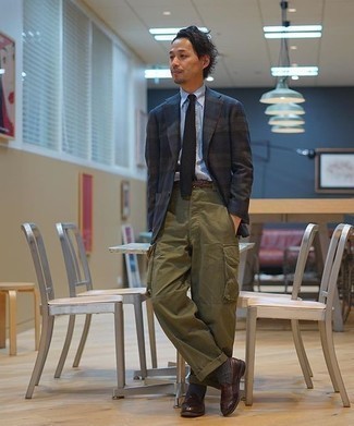dunkelblaues Sakko mit Schottenmuster von Fashion Clinic Timeless