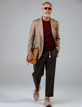 beige Leder Clutch Handtasche von Common Projects
