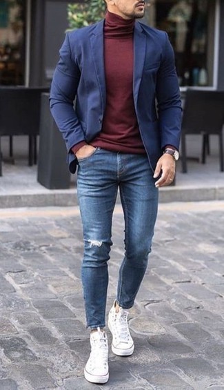 dunkelroter Rollkragenpullover von River Island