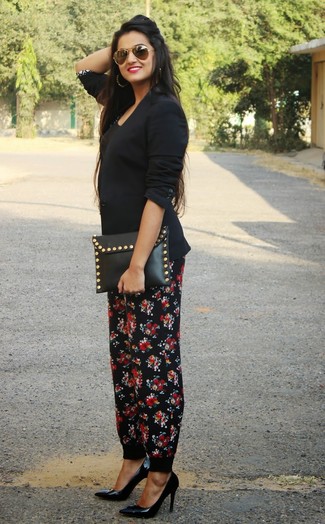 schwarze Hose mit Blumenmuster von Givenchy