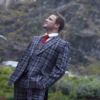 graue Anzughose mit Schottenmuster von Jack & Jones
